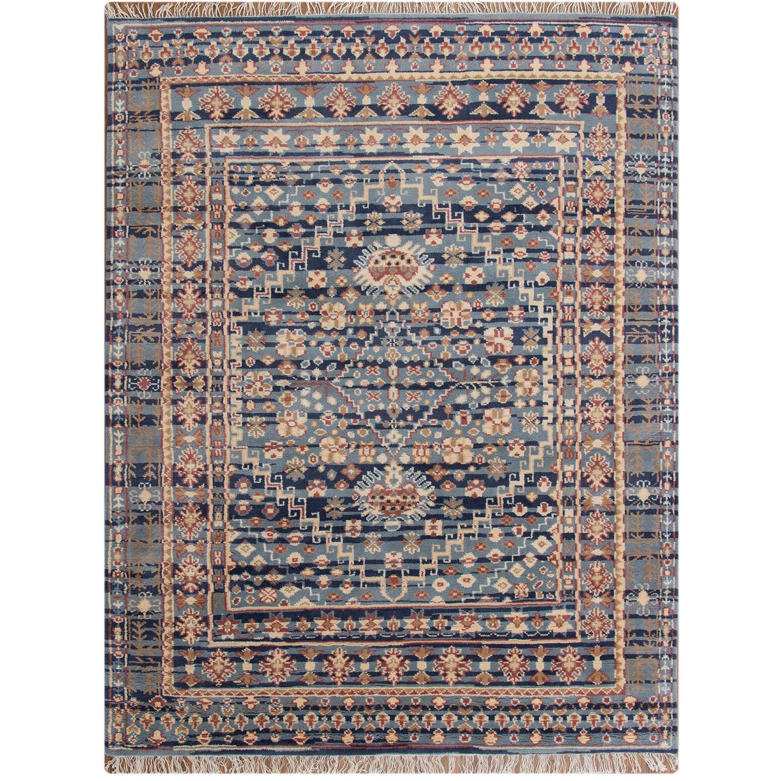 Gallerie Blue Handknotted handknotted tibetan 60 knot Organic Weave Shop 
