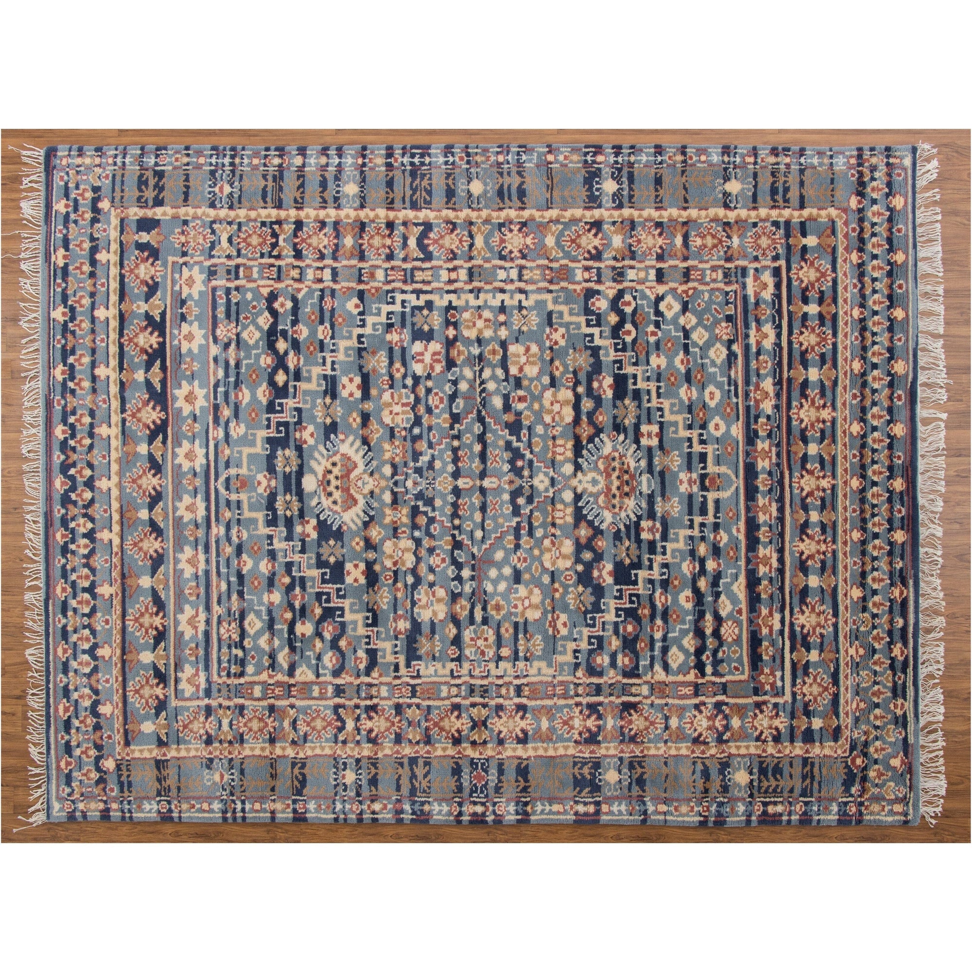Gallerie Blue Handknotted Wool SAMPLE handknotted tibetan 60 knot Organic Weave Shop 2x2 