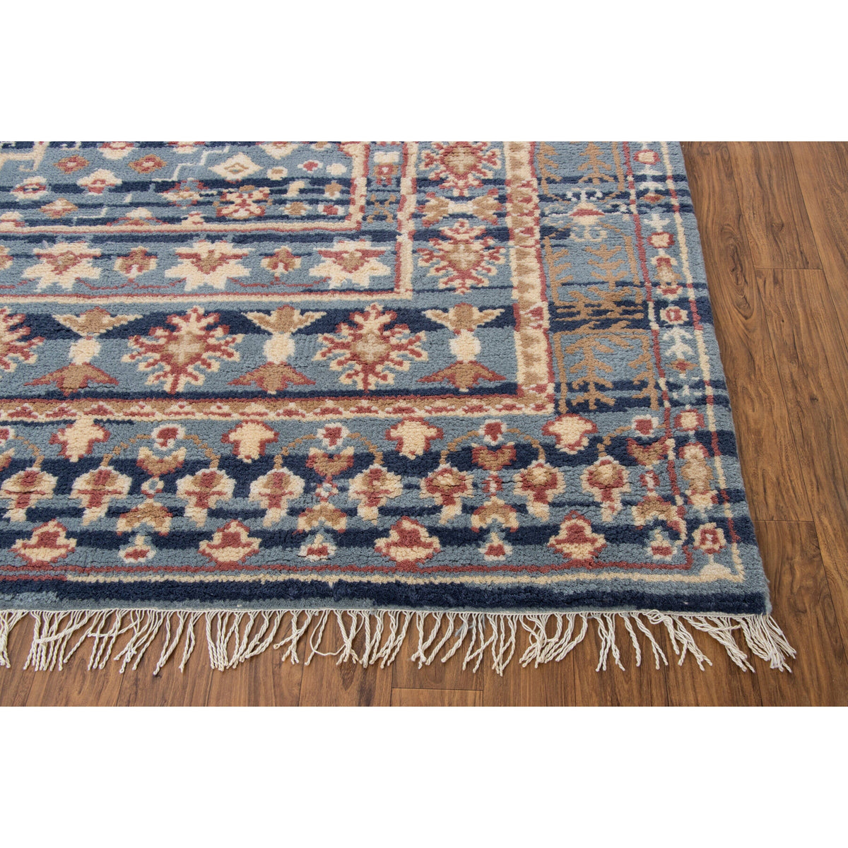 Gallerie Blue Handknotted Wool SAMPLE handknotted tibetan 60 knot Organic Weave Shop 