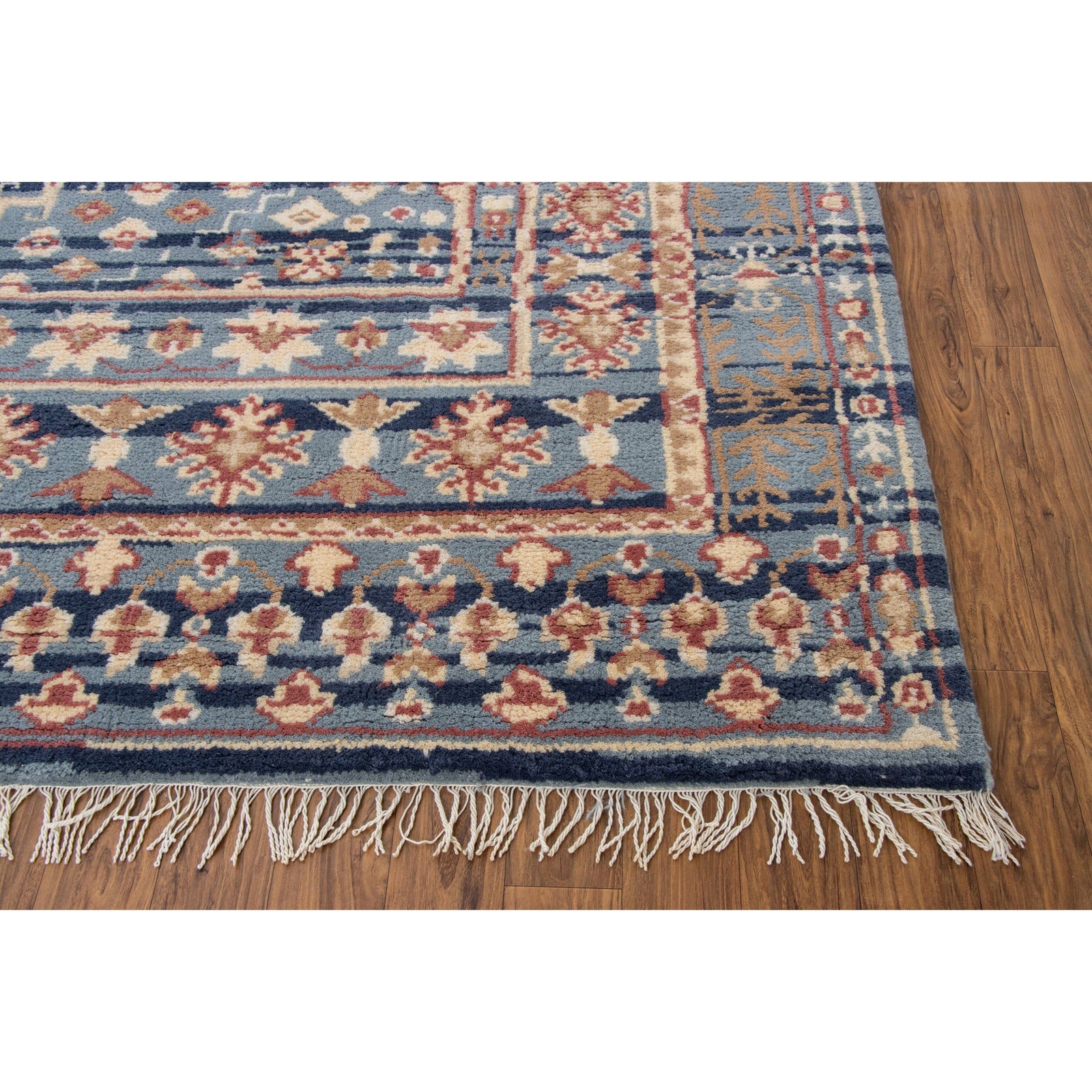 Gallerie Blue Handknotted Wool SAMPLE handknotted tibetan 60 knot Organic Weave Shop 