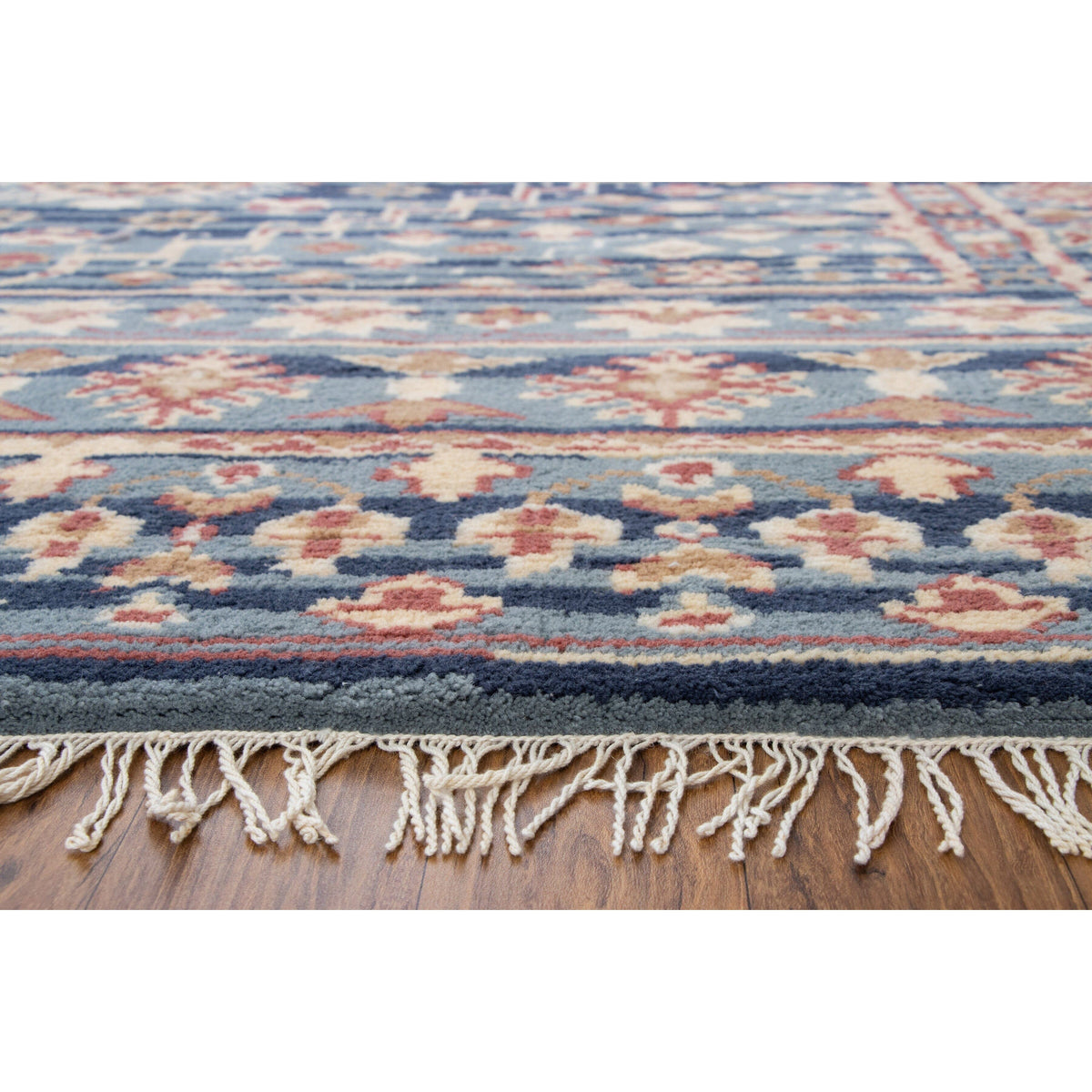 Gallerie Blue Handknotted Wool SAMPLE handknotted tibetan 60 knot Organic Weave Shop 
