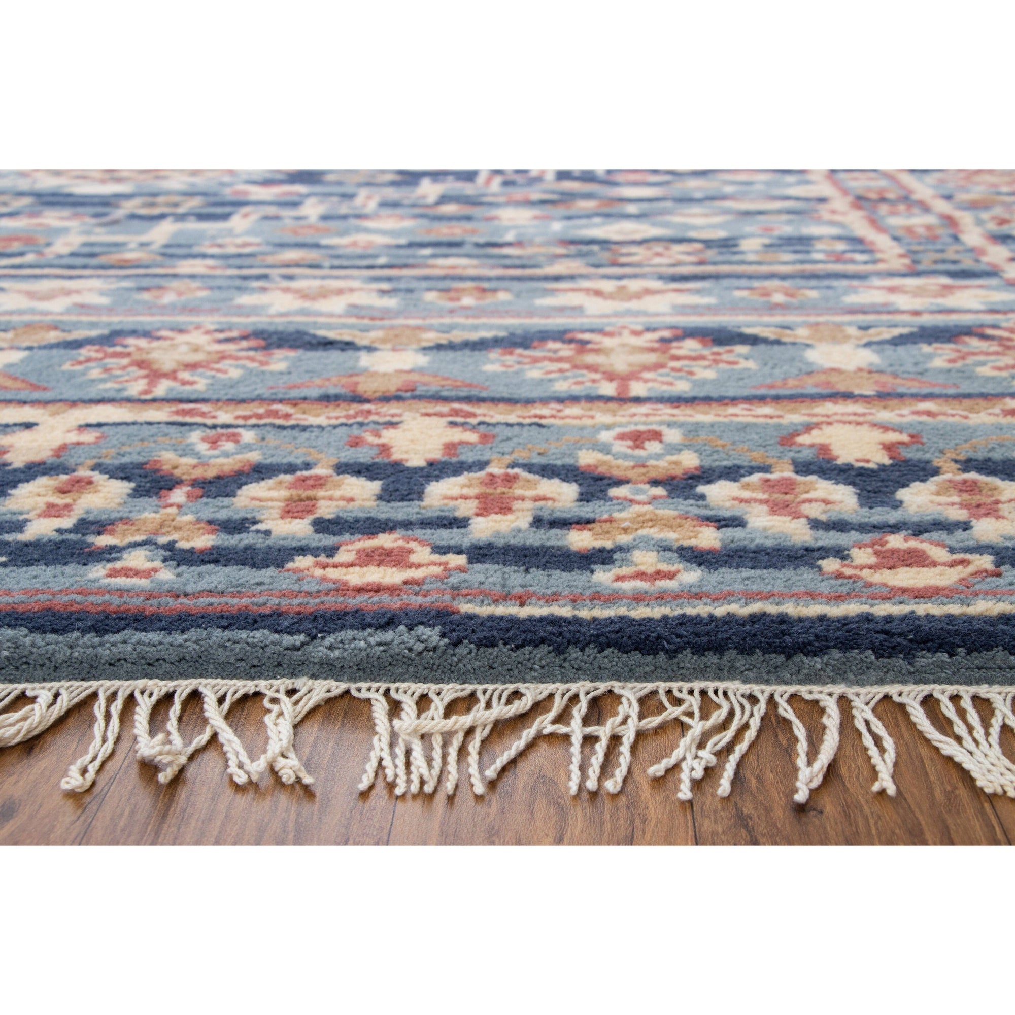 Gallerie Blue Handknotted Wool SAMPLE handknotted tibetan 60 knot Organic Weave Shop 