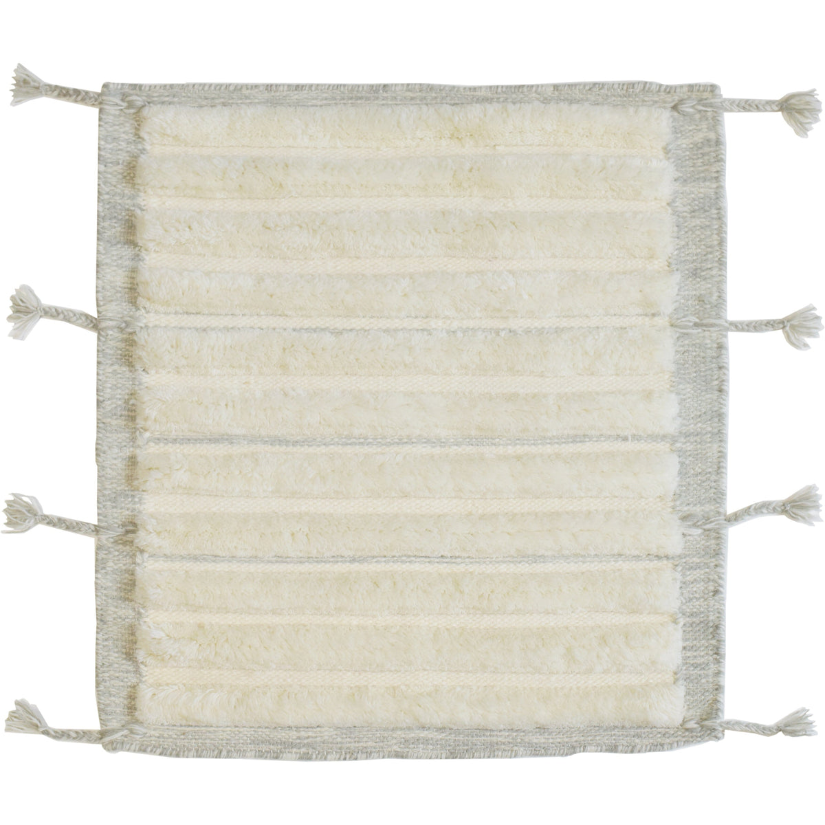 Taylor Wool Handknotted with Shag Pile handknotted tibetan 60 knot Organic Weave Shop 6x9 Ivory/Grey 