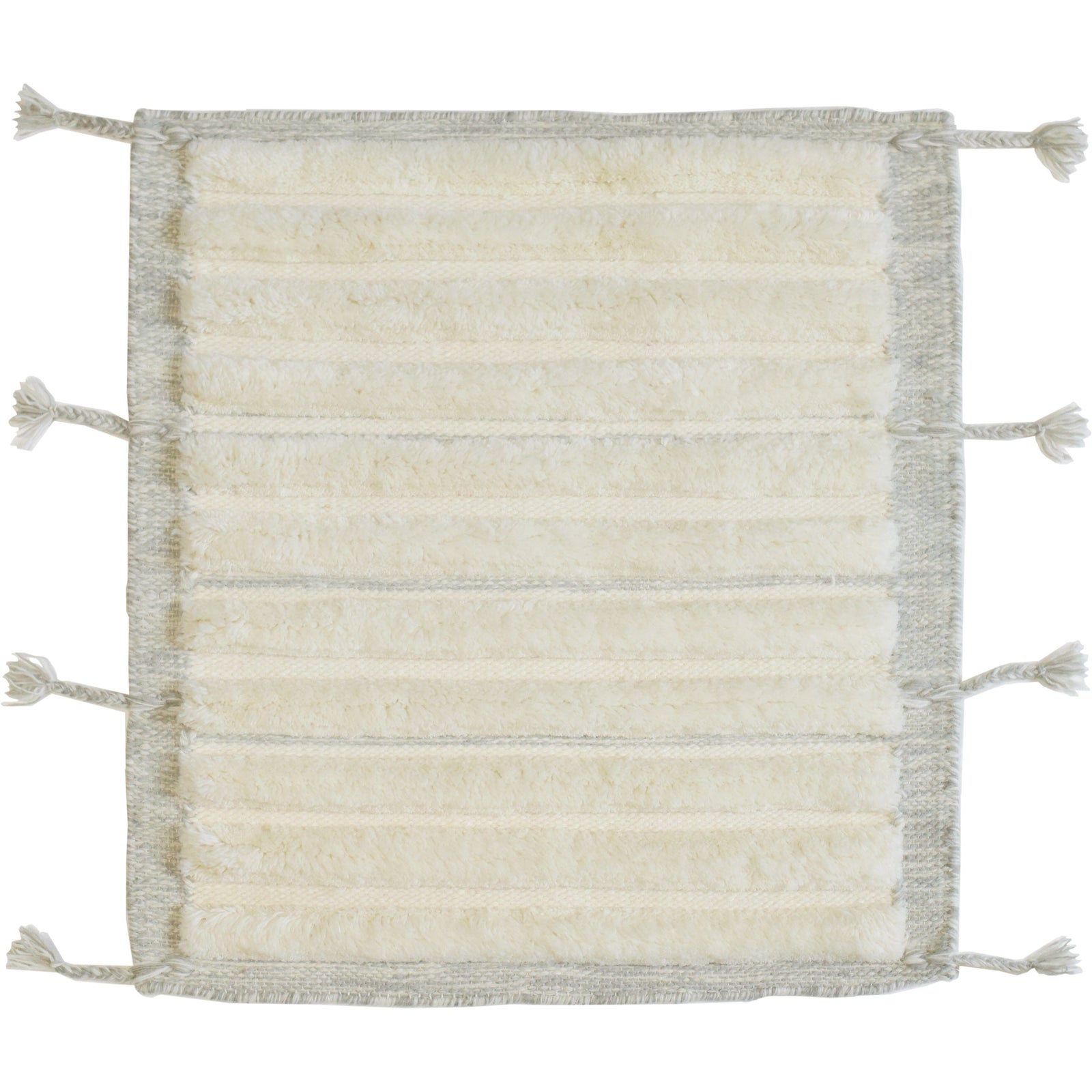 Taylor Wool Handknotted with Shag Pile handknotted tibetan 60 knot Organic Weave Shop 6x9 Ivory/Grey 