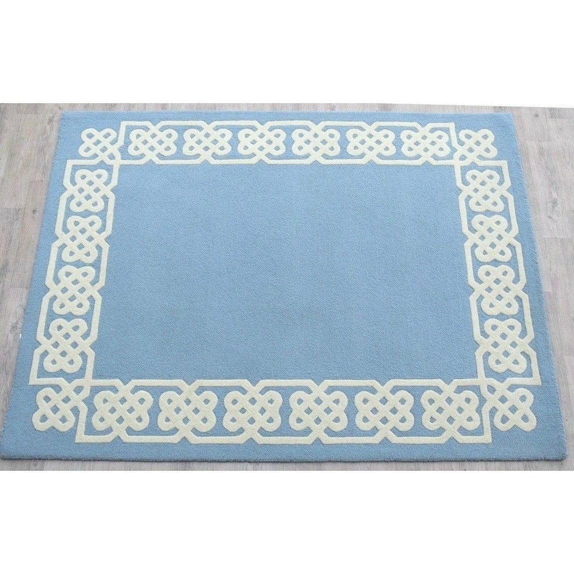 Worth Ave Wool Rug Blue 5'x7' handtufted wool Organic Weave Shop 