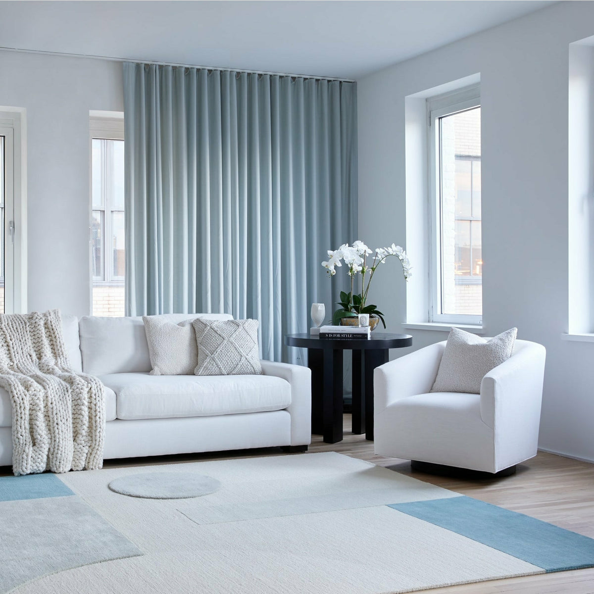 Bermuda Tibetan Handknotted Teal handknotted tibetan 60 knot Organic Weave Shop 