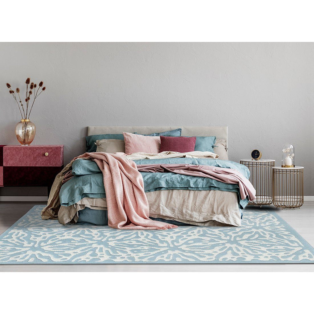 Quinn Turquoise Blue Wool Rug handtufted wool Organic Weave Shop 