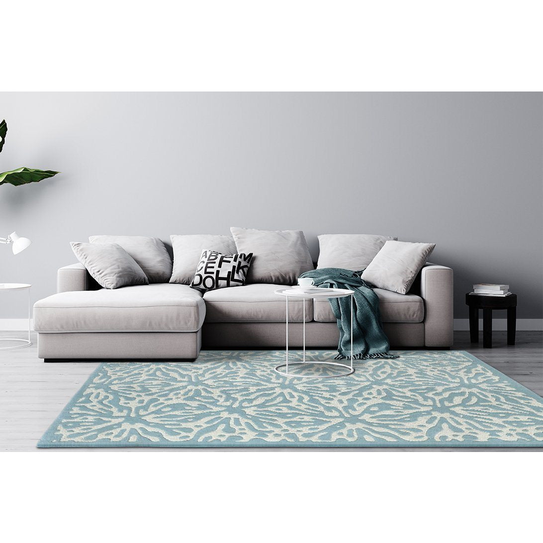 Quinn Turquoise Blue Wool Rug handtufted wool Organic Weave Shop 