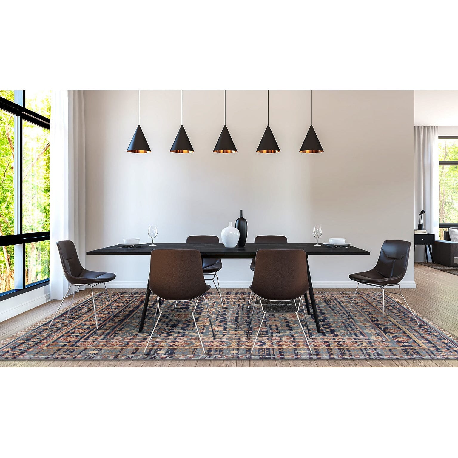 Gallerie Blue Handknotted handknotted tibetan 60 knot Organic Weave Shop 