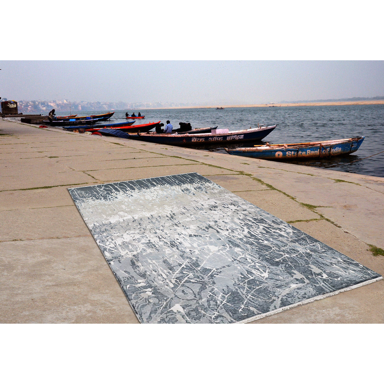 Thorton Blue - Handknotted Persian Knot handknotted tibetan 60 knot Organic Weave Shop 6x9 