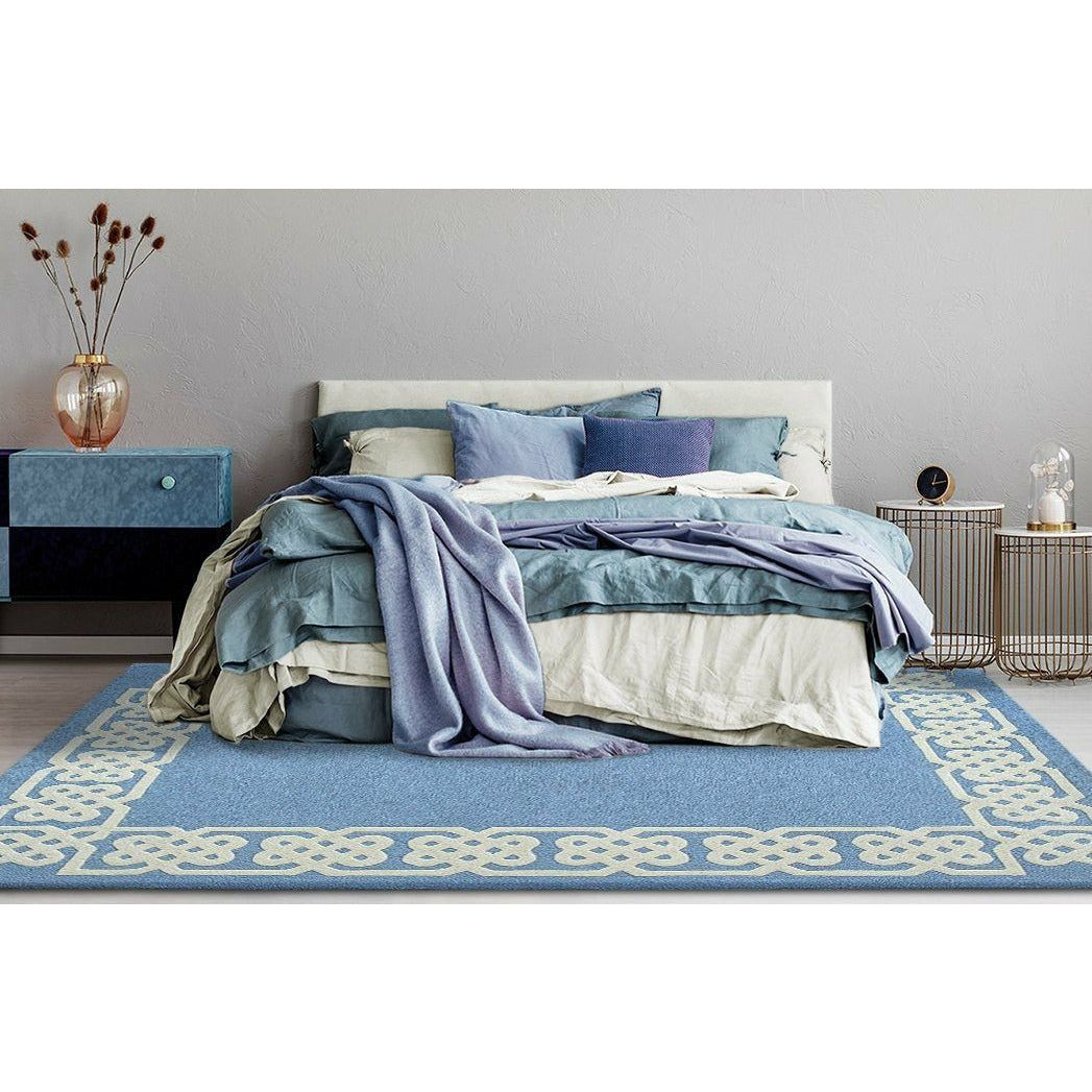 Worth Ave Wool Rug Blue 5'x7' handtufted wool Organic Weave Shop 