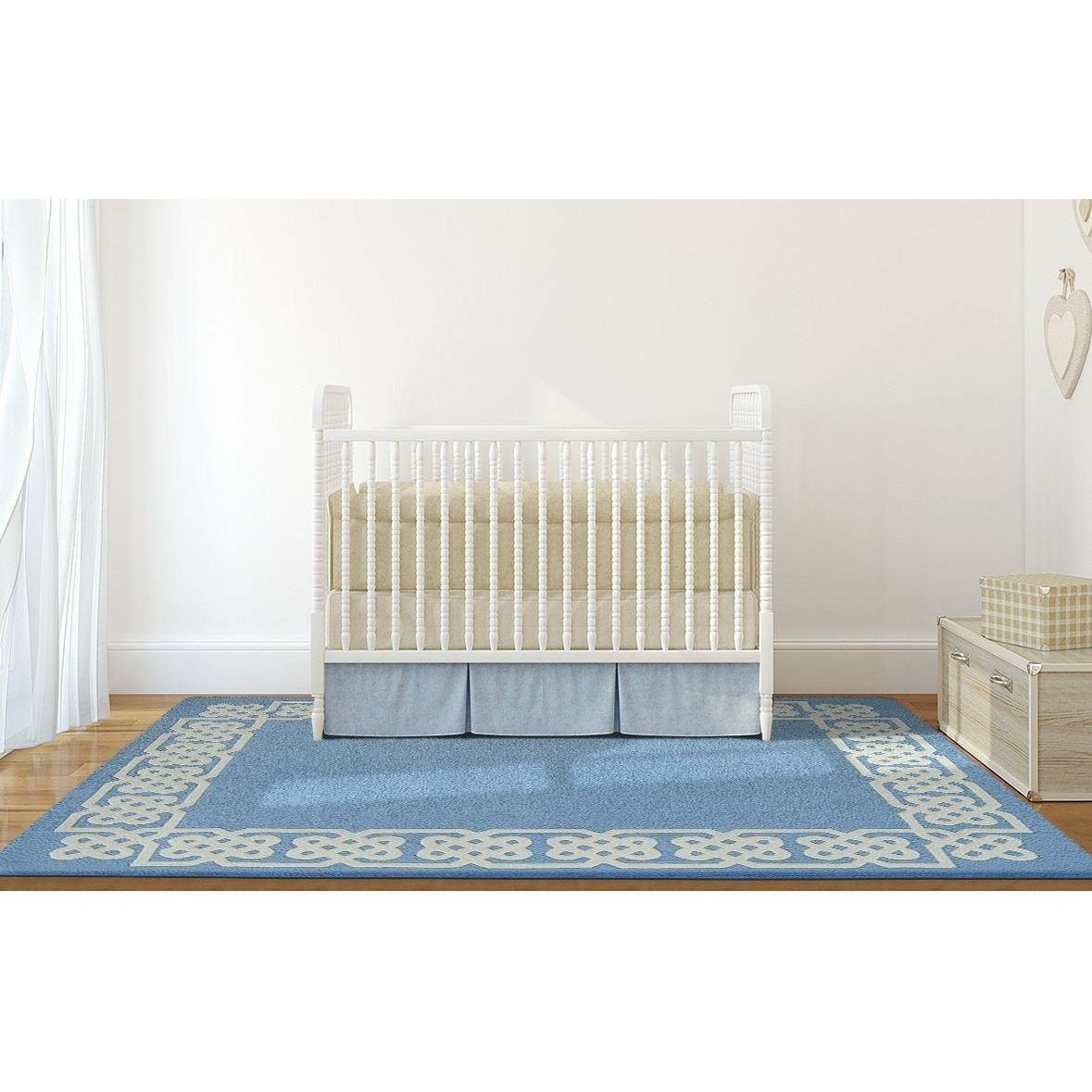 Worth Ave Wool Rug Blue 5'x7' handtufted wool Organic Weave Shop 